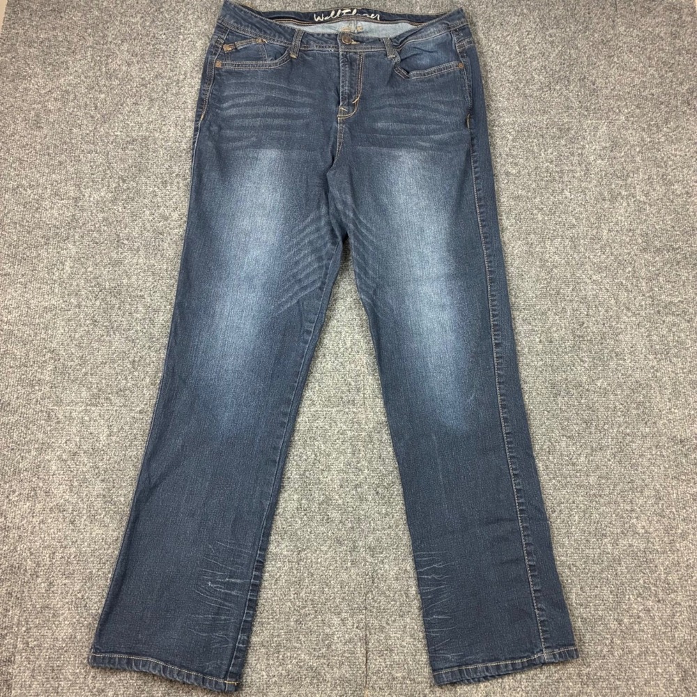 WallFlower Womens Size 14 34W Bootcut Jeans Dark Wash Embroidered Flap Pocket